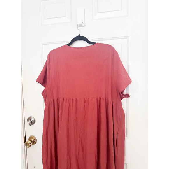 Natural Life Dress Women's XL Rust Brown Cotton Avery V-Neck Buttoned Midi Dress - Picture 4 of 7